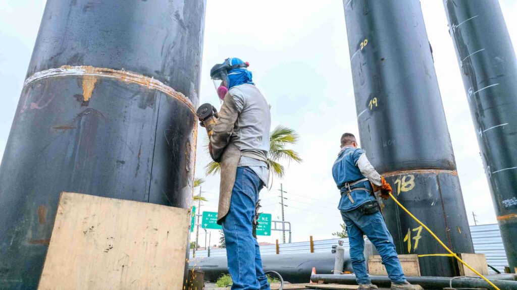 La obra sigue adelante con tres frentes de trabajo, que incluyen el hincado de pilotes, construcción de estribos, pilas y toda la superinfraestructura de los pasos elevados.