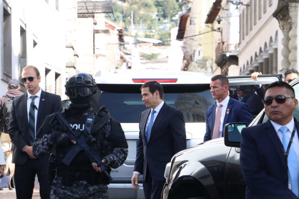 Marco Rubio, secretario de Estado estadounidense, se reunió este jueves en Quito con el presidente Daniel Noboa.